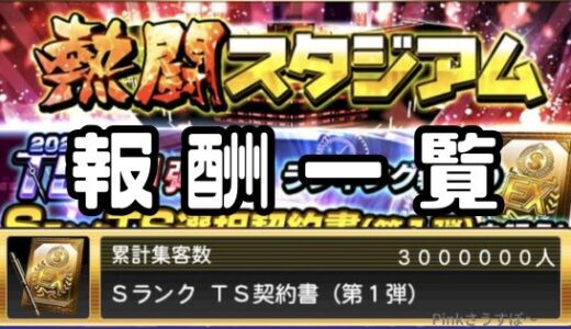 プロスピA-熱闘スタジアム・報酬一覧累計ノルマ表