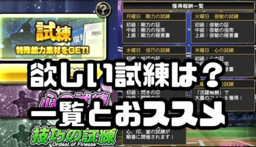 プロスピA-試練の曜日と順番一覧！試練は日曜日がおススメのワケ