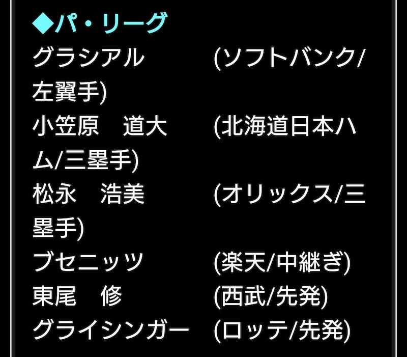 2026OB第1弾登場選手パ・リーグ