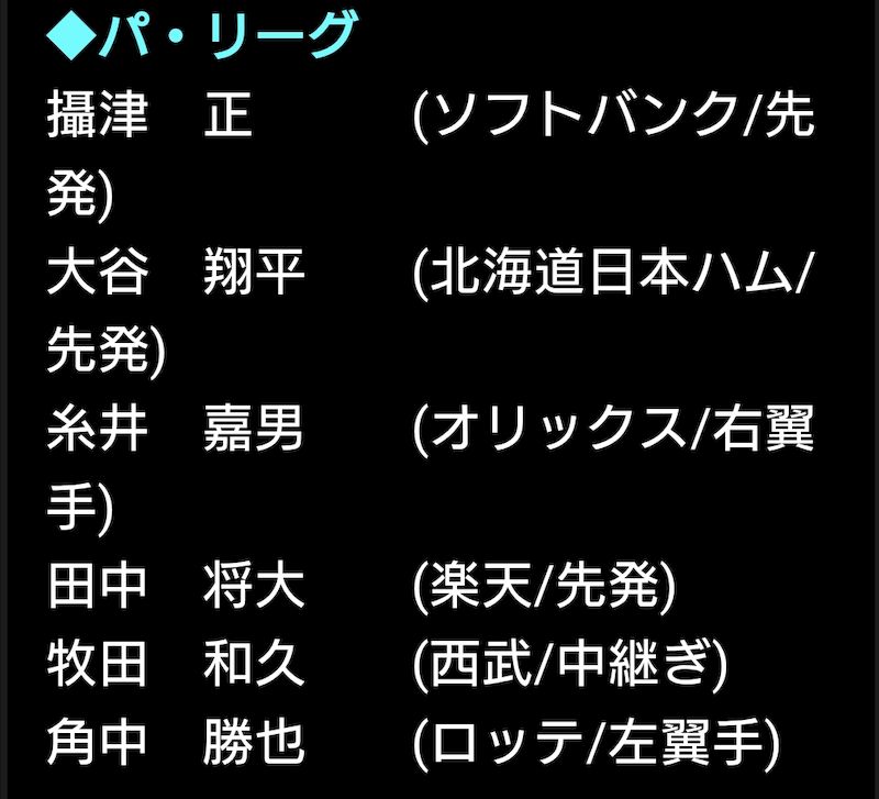 再臨201320172023侍JP登場選手パ・リーグ
